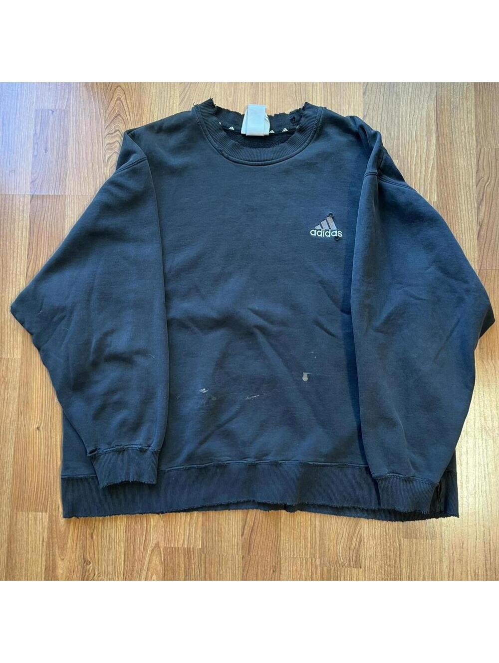 Adidas black distressed crewneck sweatshirt Size XL